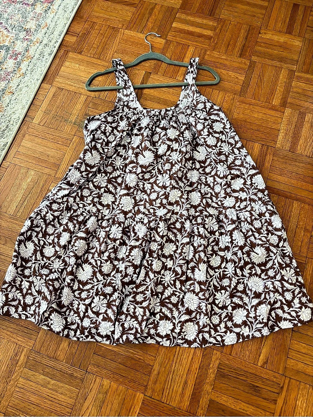 Floral Mini Dress in Brown & White Like New